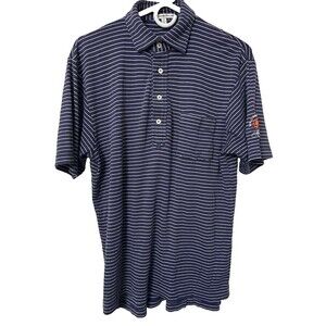 Peter Millar Polo Shirt Men's Small Blue Stripes Cotton The Ocean Course